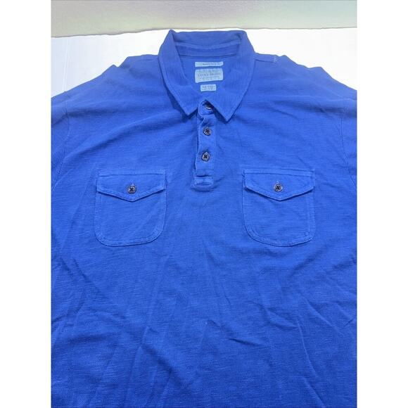 Lucky Brand Mens Pullover Knit Short Sleeve Blue Cotton Polo Shirt XXL - Picture 3 of 10